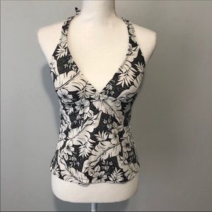 JAG floral tankini swim black white large.